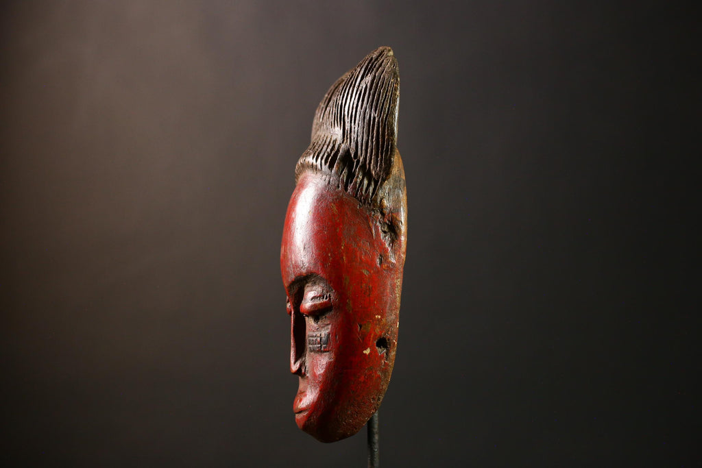 African Red Decor Tribal Baule Wall Hanging Masks Home Decor for Walls-G4288