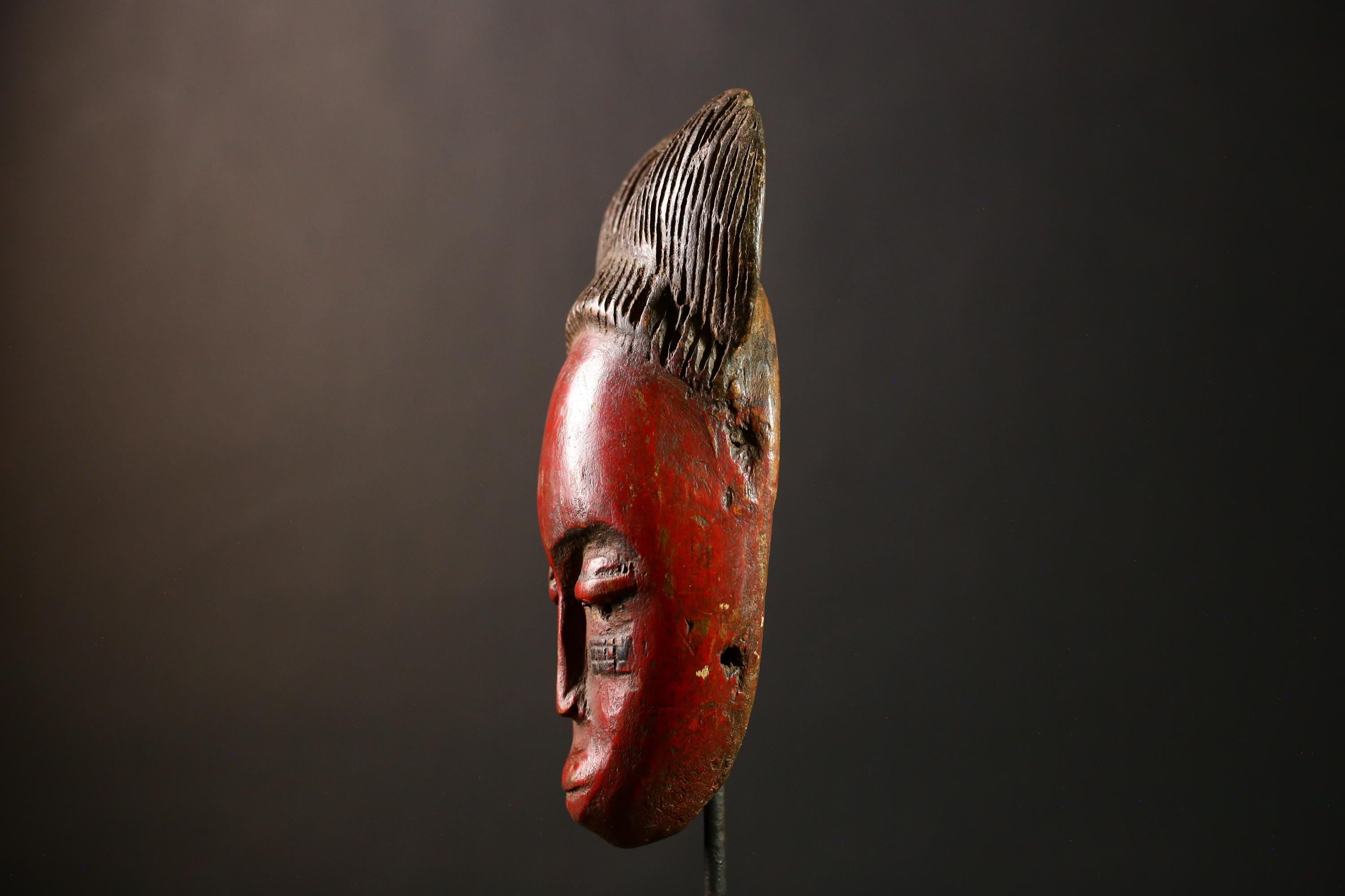 African Red Decor Tribal Baule Wall Hanging Masks Home Decor for Walls-G4288