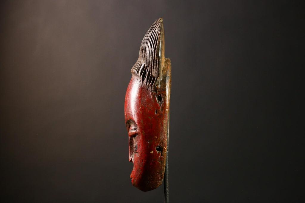 African Red Decor Tribal Baule Wall Hanging Masks Home Decor for Walls-G4288