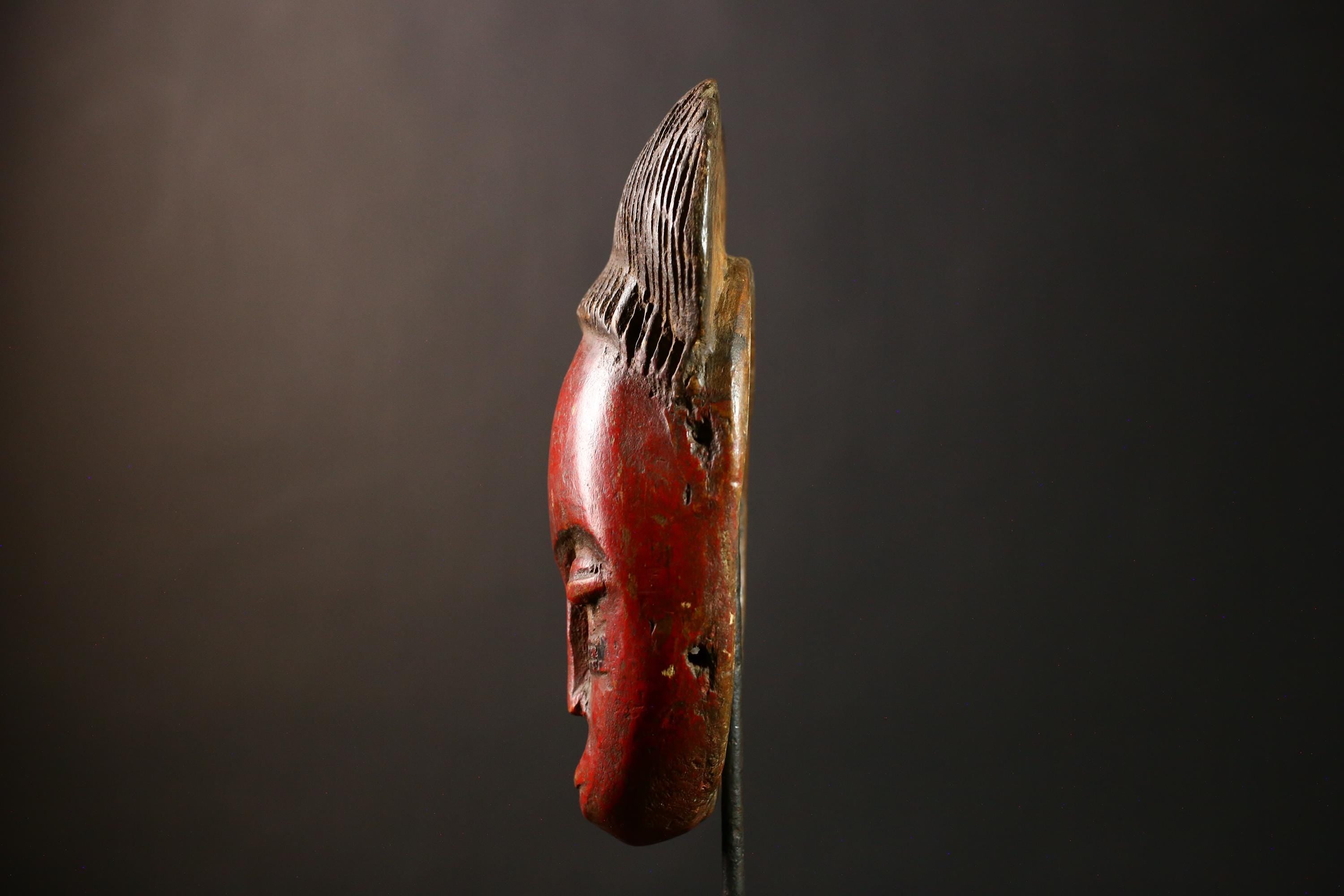 African Red Decor Tribal Baule Wall Hanging Masks Home Decor for Walls-G4288