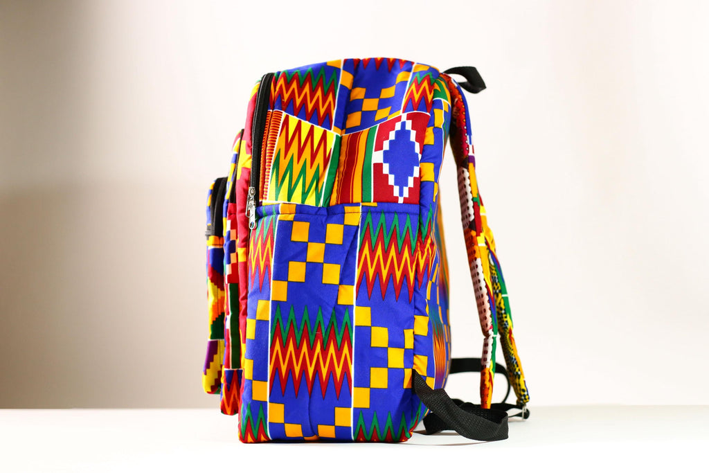 Handmade African Kente Cloth Backpack, Bright SIZE(CM): 43.5/35 Colors Pattern Styles-G4277