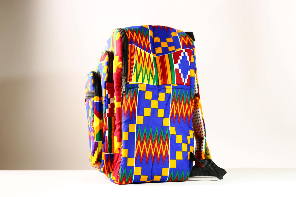 Handmade African Kente Cloth Backpack, Bright SIZE(CM): 43.5/35 Colors Pattern Styles-G4277