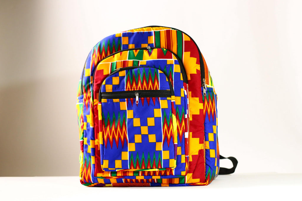 Handmade African Kente Cloth Backpack, Bright SIZE(CM): 43.5/35 Colors Pattern Styles-G4277