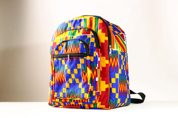 Handmade African Kente Cloth Backpack, Bright SIZE(CM): 43.5/35 Colors Pattern Styles-G4277