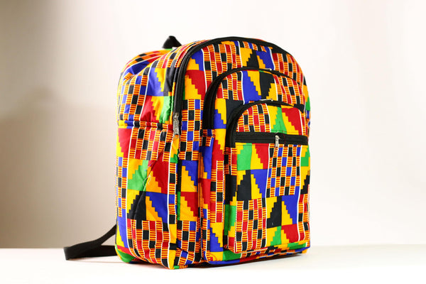 Handmade African Kente Cloth Backpack, Bright SIZE(CM): 43.5/35 Colors Pattern Styles-G4277