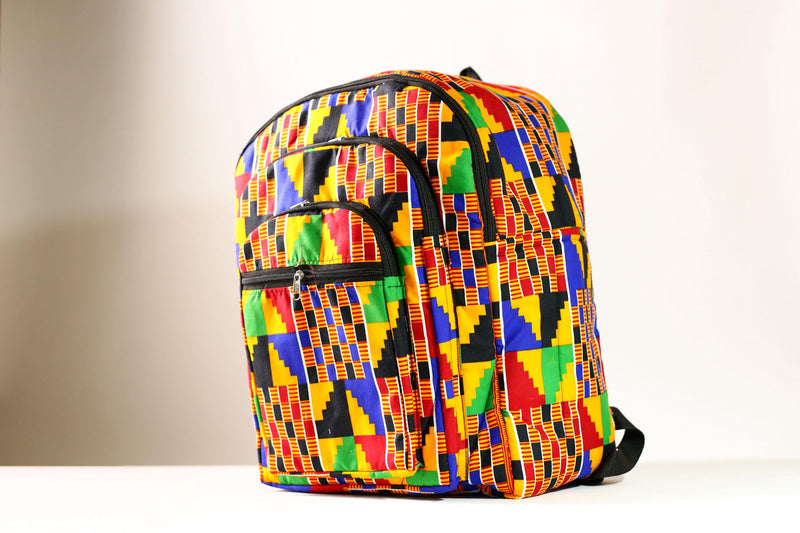 Handmade African Kente Cloth Backpack, Bright SIZE(CM): 43.5/35 Colors Pattern Styles-G4277