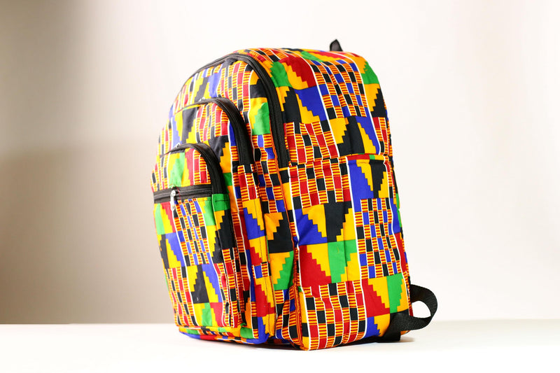 Handmade African Kente Cloth Backpack, Bright SIZE(CM): 43.5/35 Colors Pattern Styles-G4277