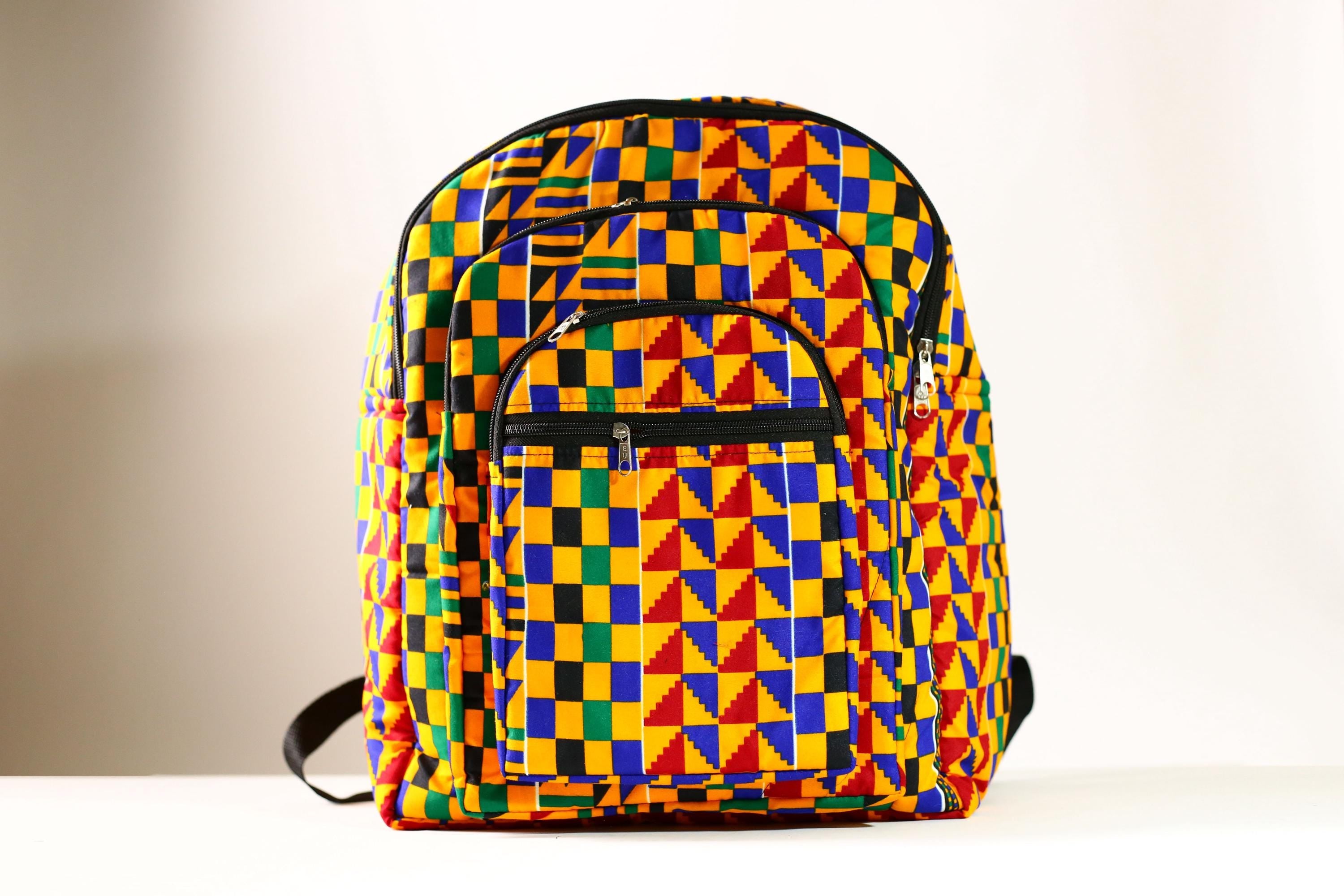 Handmade African Kente Cloth Backpack, Bright SIZE(CM) 42/39 Colors Pattern Styles-G4276