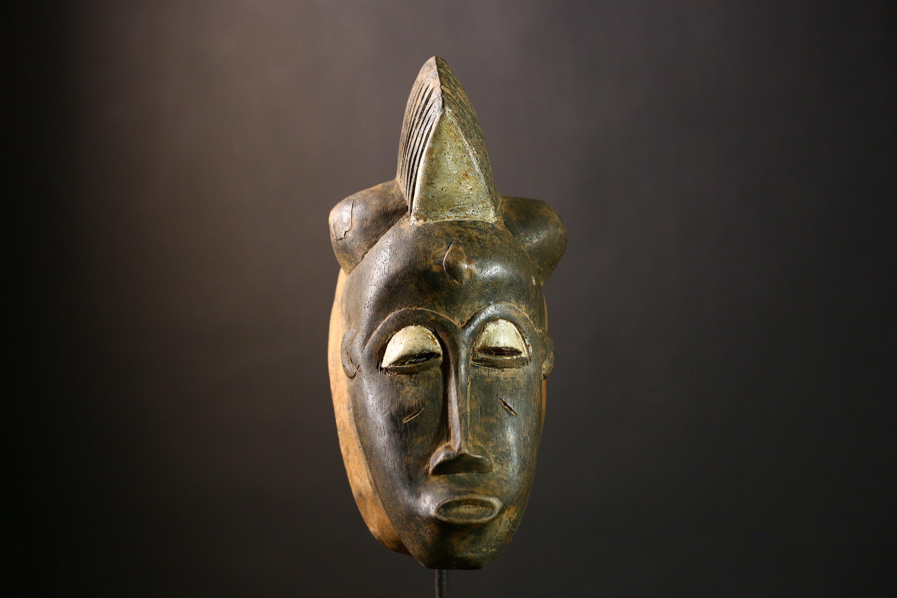 African Baule Mask Traditional Vintage Tribal Art Home Decor Collectible-G1904