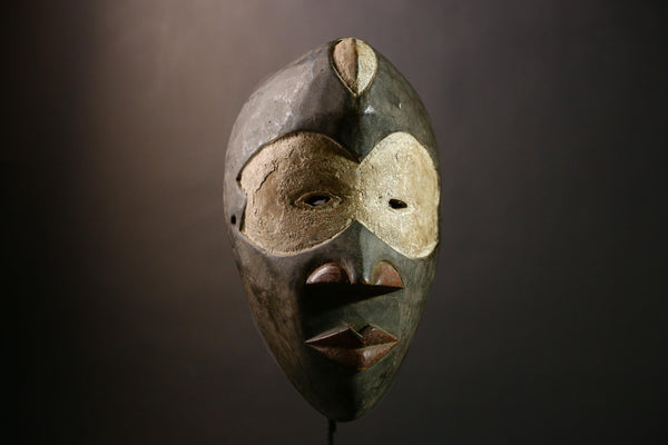 African Igbo Mask Tribal Face Mask Hand-Carved Wood Vintage Wall Decor Piec-9480