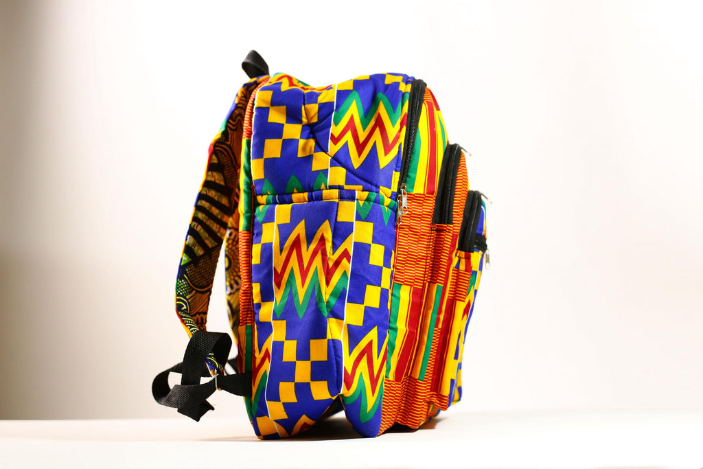 Kente African Print Backpack Book Bag Rucksack Handmade Backpack -G4305