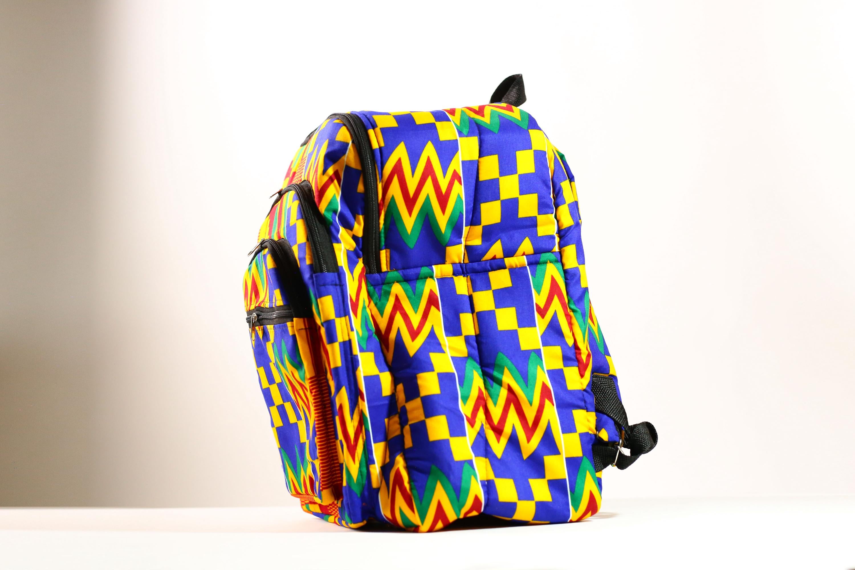 Kente African Print Backpack Book Bag Rucksack Handmade Backpack -G4305