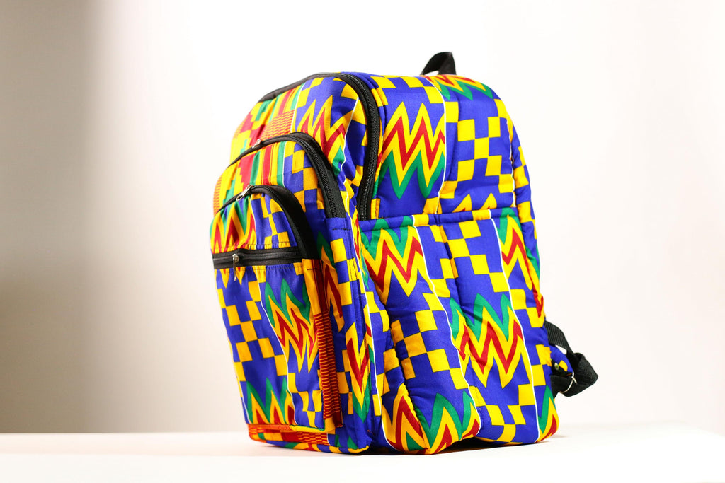 Kente African Print Backpack Book Bag Rucksack Handmade Backpack -G4305