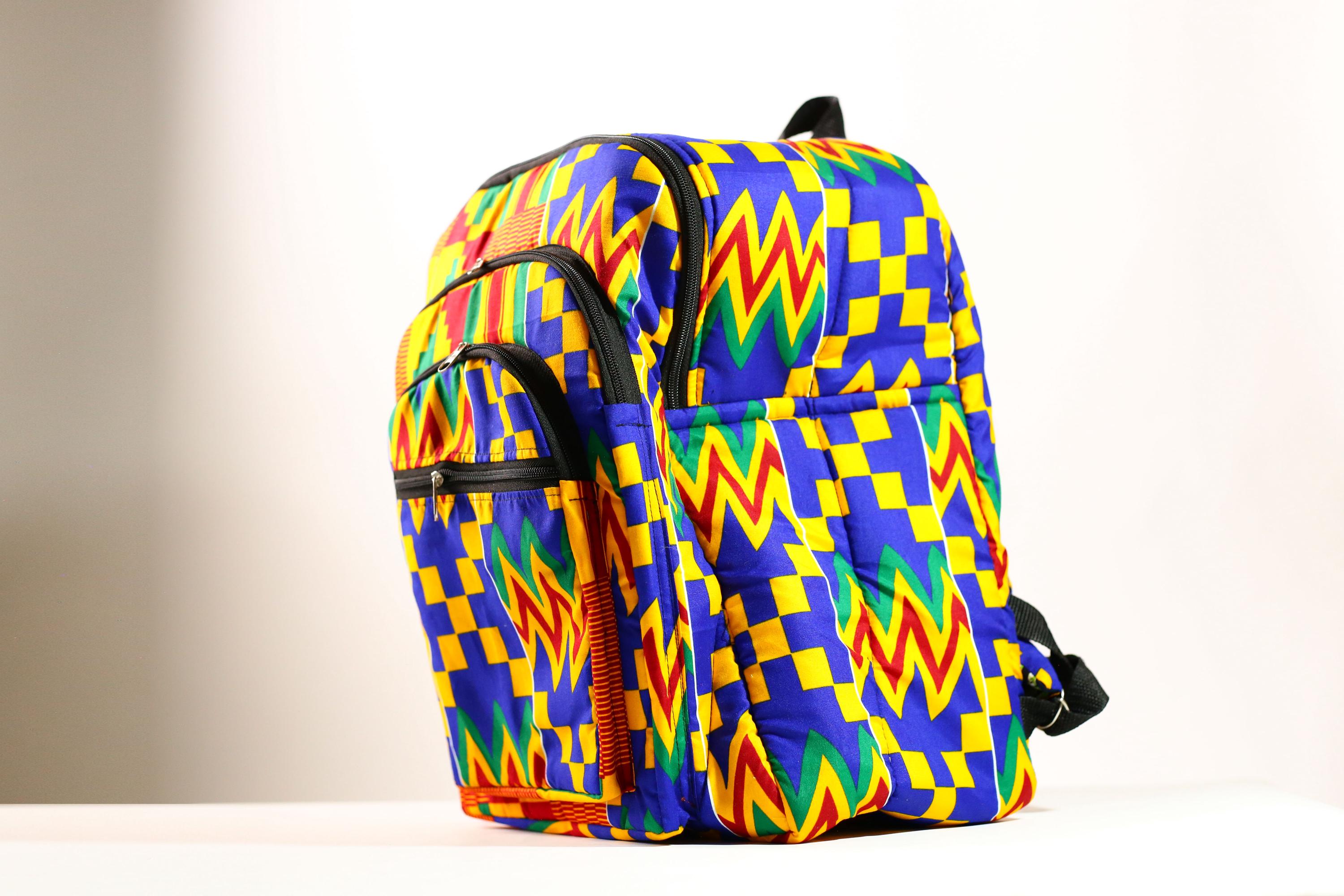 Kente African Print Backpack Book Bag Rucksack Handmade Backpack -G4305