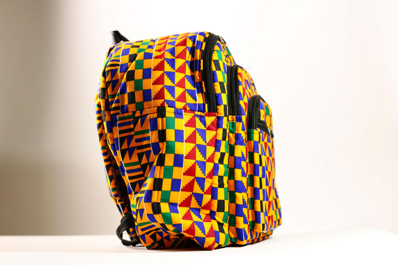 Kente African Print Backpack Book Bag Rucksack Handmade Backpack -G4304