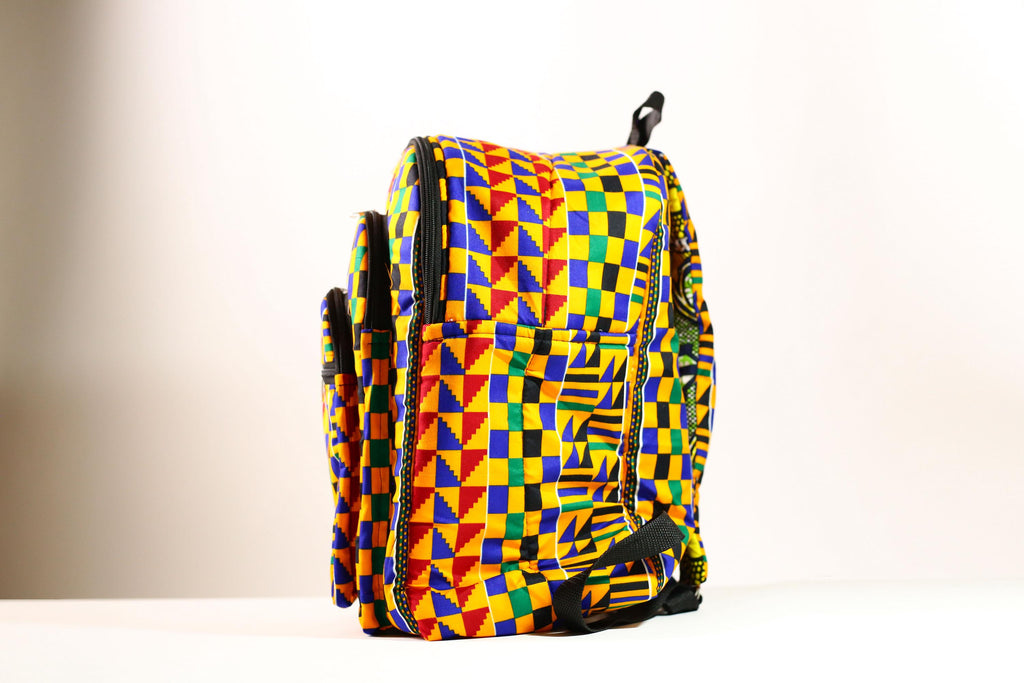 Kente African Print Backpack Book Bag Rucksack Handmade Backpack -G4304