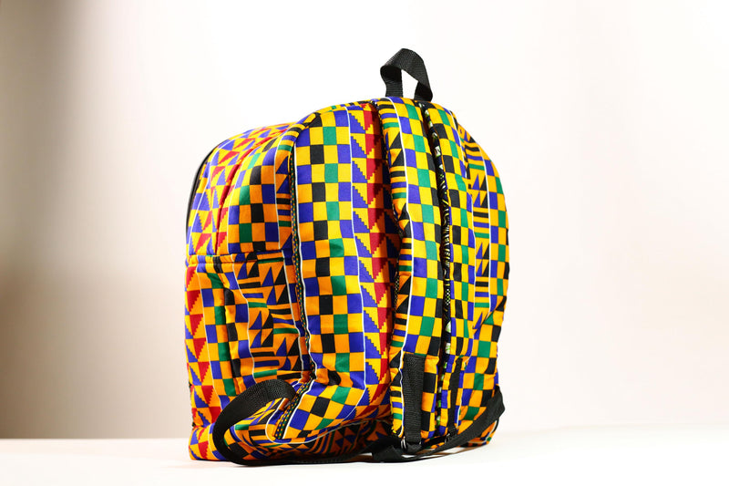 Kente African Print Backpack Book Bag Rucksack Handmade Backpack -G4304