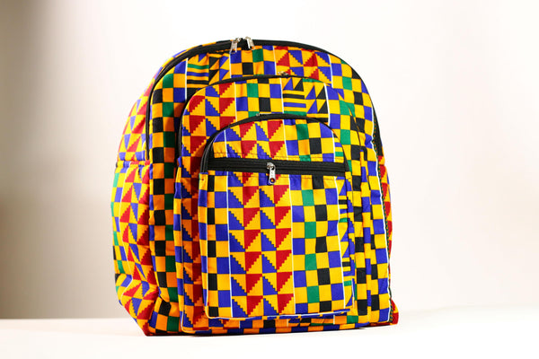 Kente African Print Backpack Book Bag Rucksack Handmade Backpack -G4304