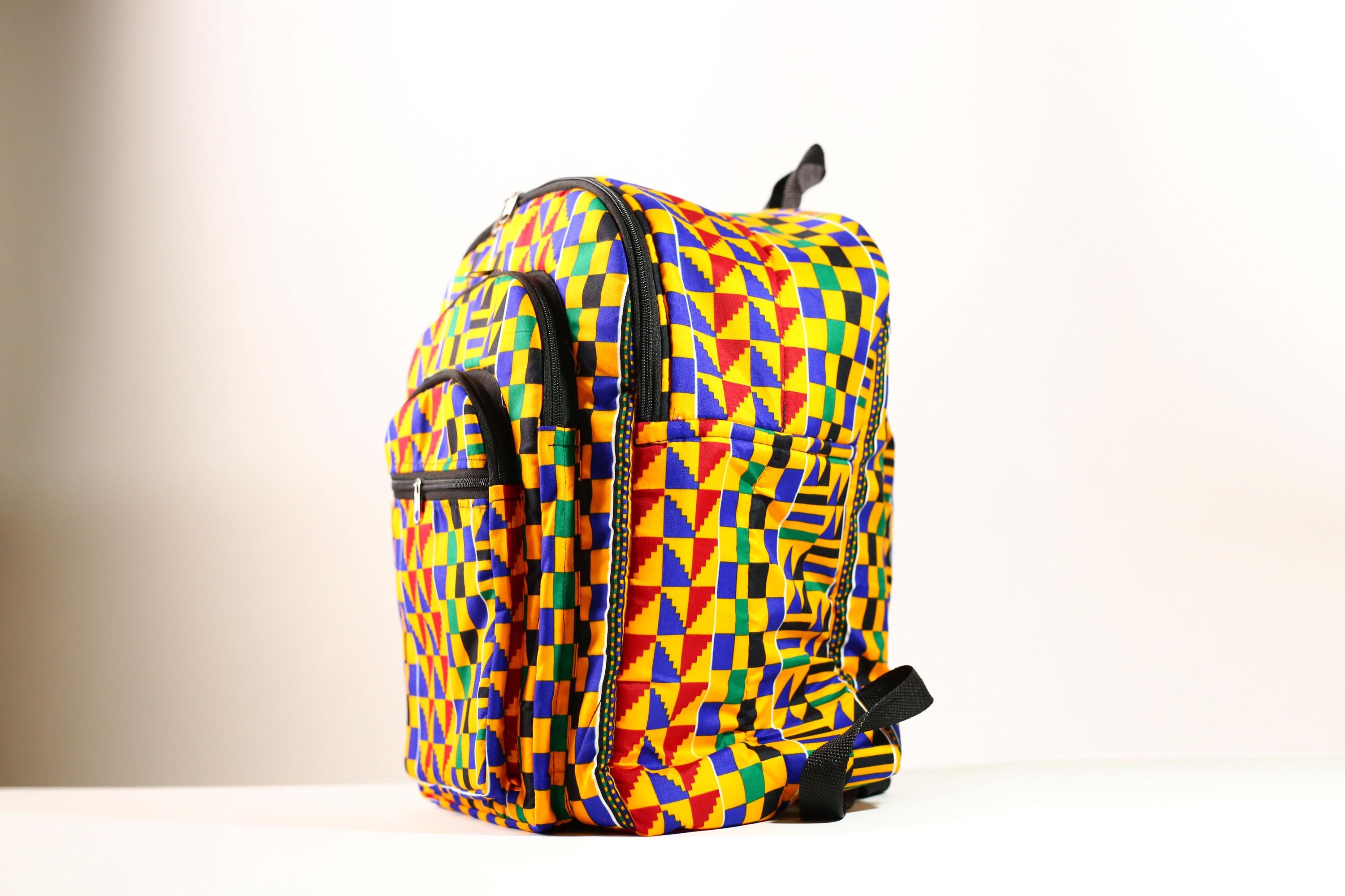 Kente African Print Backpack Book Bag Rucksack Handmade Backpack -G4304