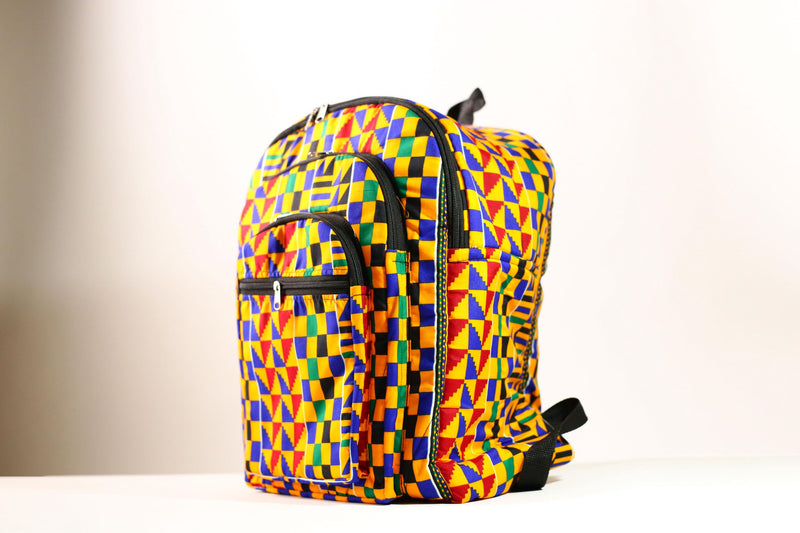 Kente African Print Backpack Book Bag Rucksack Handmade Backpack -G4304