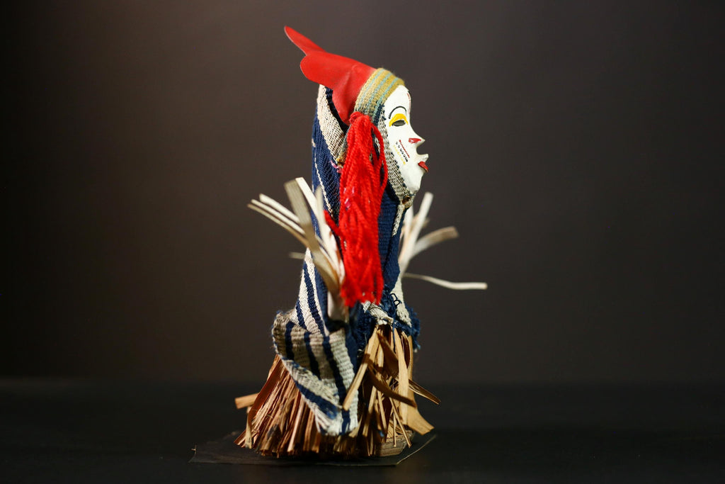 Handmade African Doll Ritual Dancing Kachina Grass Skirt Medicine Doll-G4292