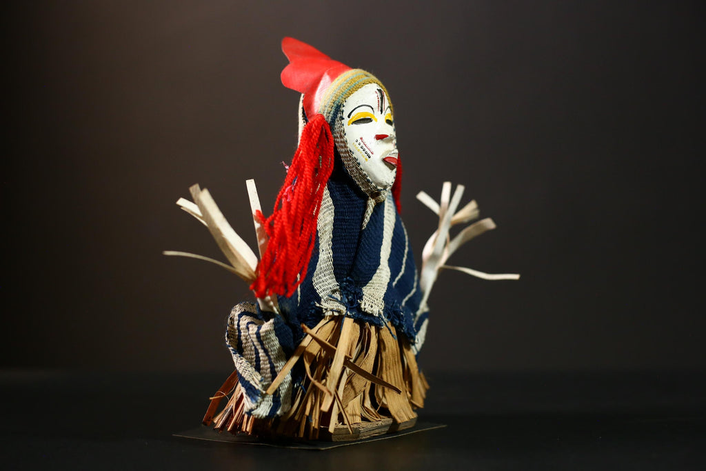 Handmade African Doll Ritual Dancing Kachina Grass Skirt Medicine Doll-G4292