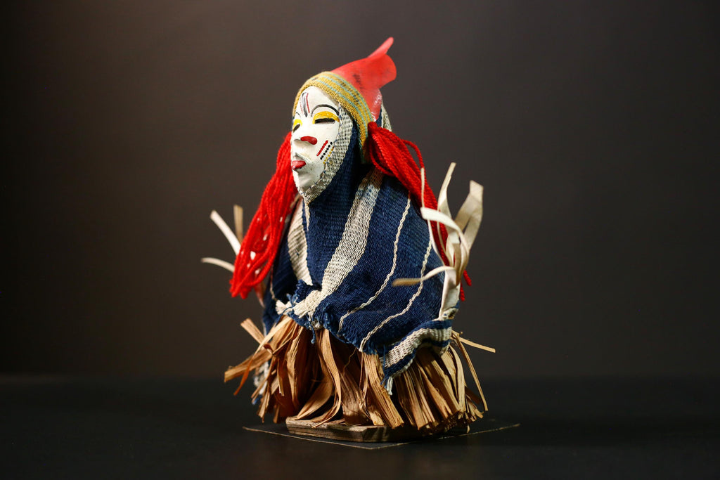 Handmade African Doll Ritual Dancing Kachina Grass Skirt Medicine Doll-G4292