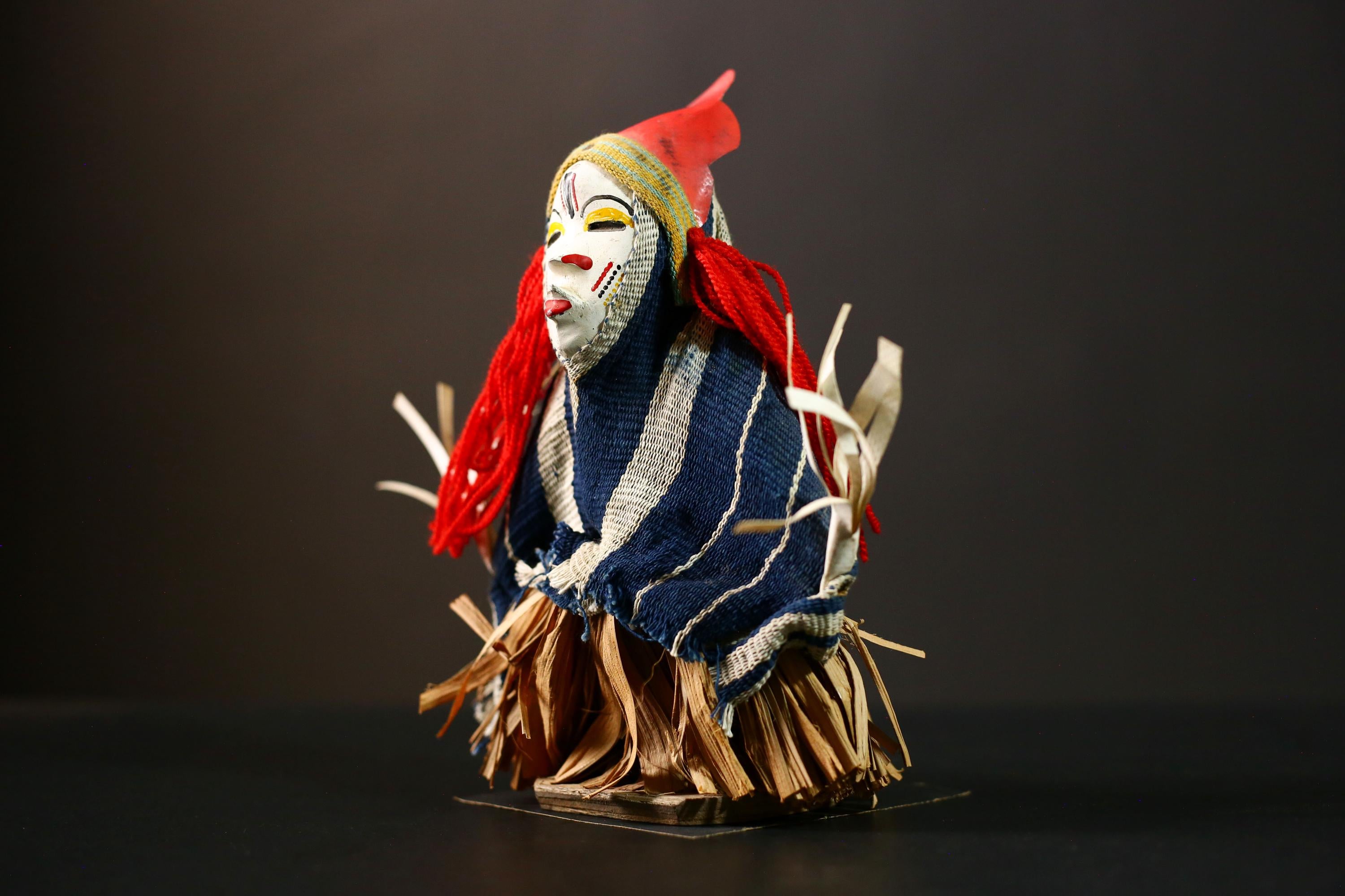 Handmade African Doll Ritual Dancing Kachina Grass Skirt Medicine Doll-G4292