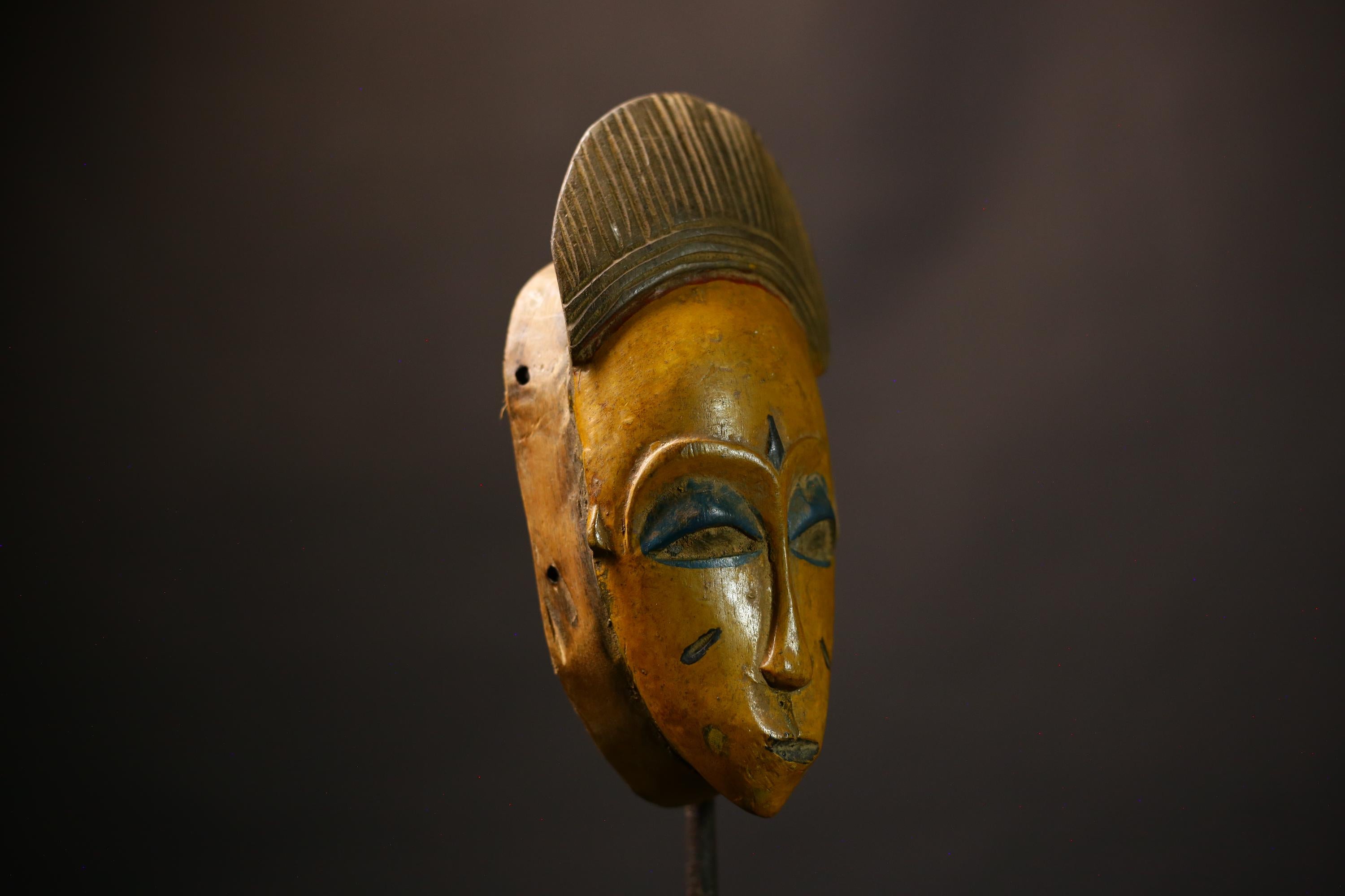 African Mask from the Guru Tribe | Vintage Baule Tribal Art | Unique Wall Decor | Cultural Home Accent | Handcrafted Mask-9268