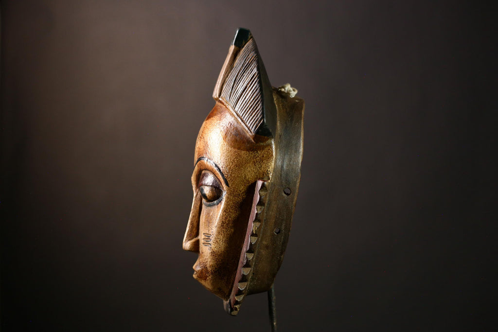 African Guro Mask Tribal Face Carving Wooden Wall Art Home Decor Handmade Ethnic Sculpture Artifact-9481