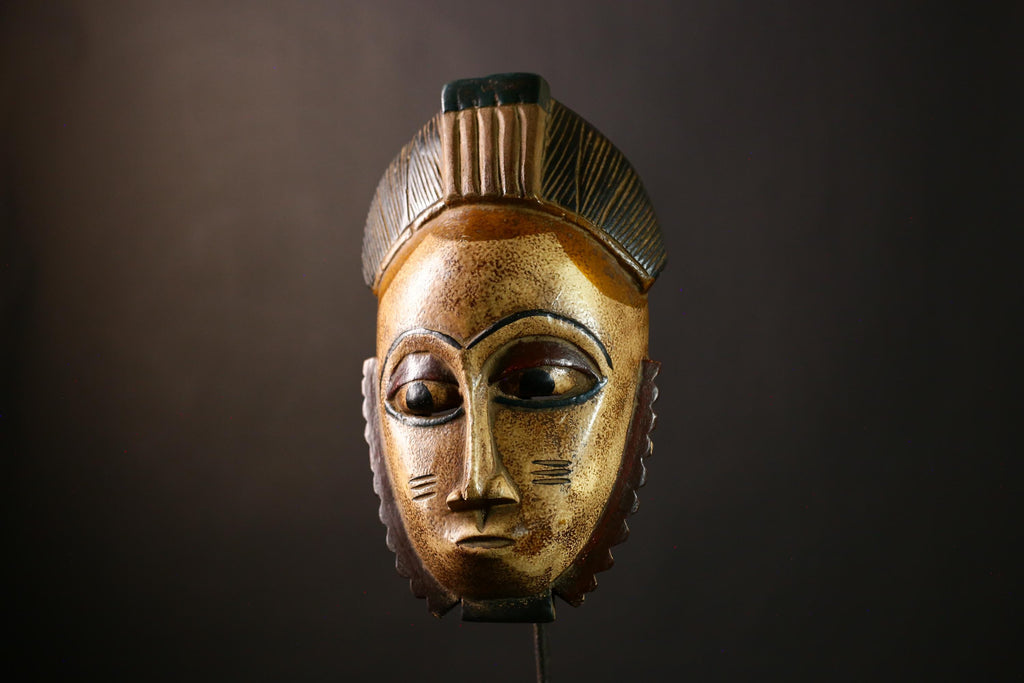 African Guro Mask Tribal Face Carving Wooden Wall Art Home Decor Handmade Ethnic Sculpture Artifact-9481