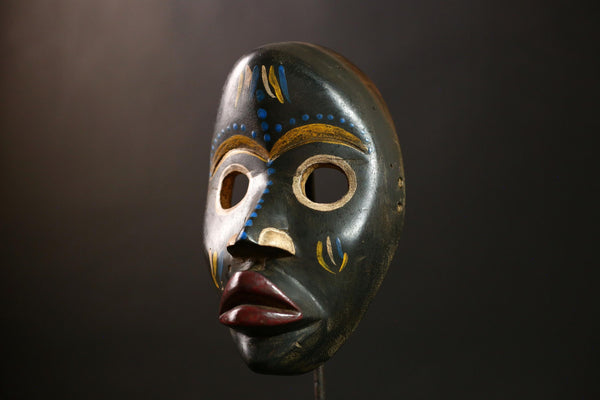 African Dan Mask Tribal Art Face Sculpture Authentic Handcrafted Wall Decor Ethnic Wood Carving Art-G4310