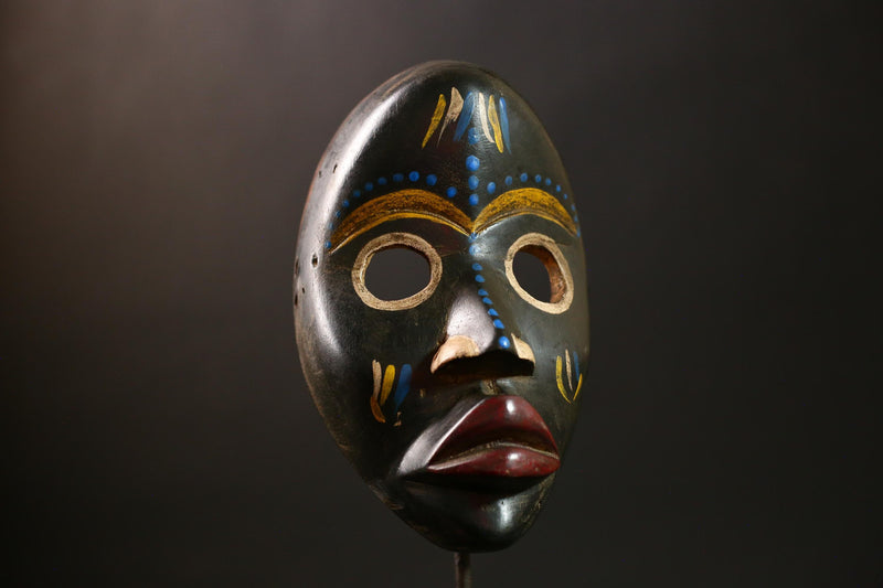 African Dan Mask Tribal Art Face Sculpture Authentic Handcrafted Wall Decor Ethnic Wood Carving Art-G4310