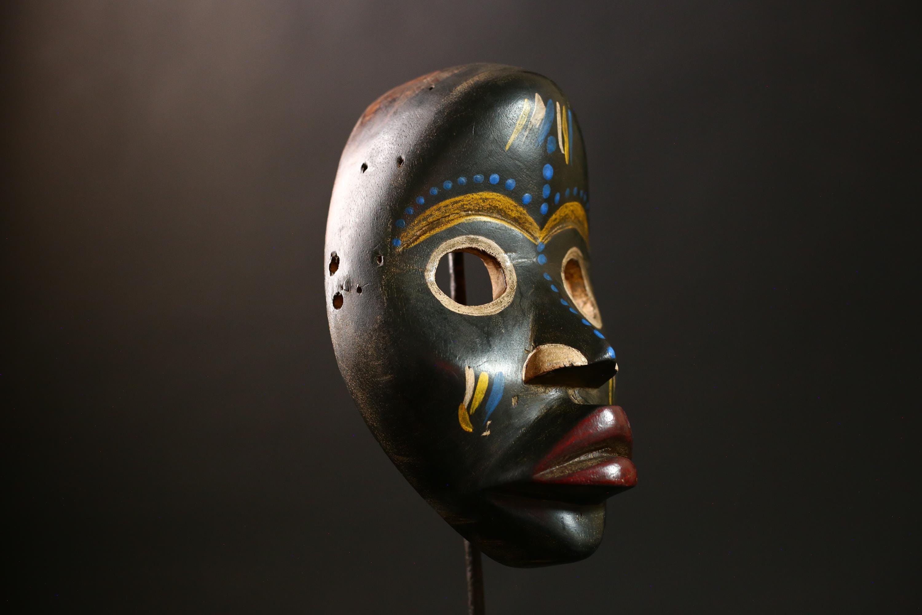 African Dan Mask Tribal Art Face Sculpture Authentic Handcrafted Wall Decor Ethnic Wood Carving Art-G4310