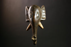 African Guro Elephant Mask Tribal Art Wooden Wall Decor Handcrafted Collectible Unique Sculpture-G4309