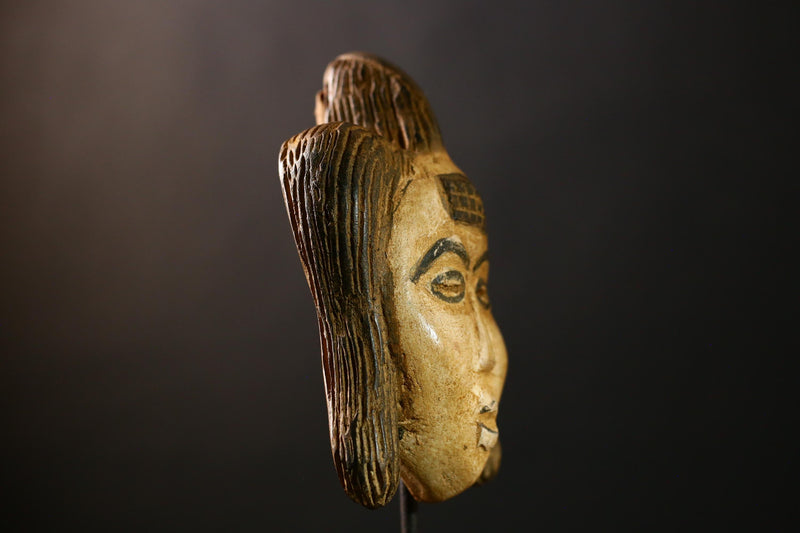 African Puno Mask Tribal Wood Antique Wall Decor Authentic Cultural Art Handcrafted Ethnic Sculpture-G4308