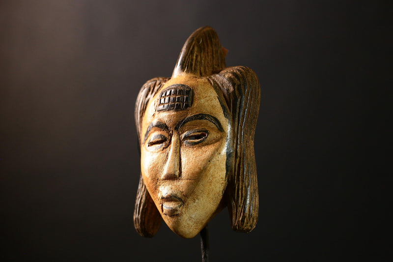 African Puno Mask Tribal Wood Antique Wall Decor Authentic Cultural Art Handcrafted Ethnic Sculpture-G4308