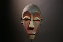 Antique African Lega Mask Carved Wooden Tribal Art Collectible Wall Hanging Ethnic Ceremonial Face Decor-9449