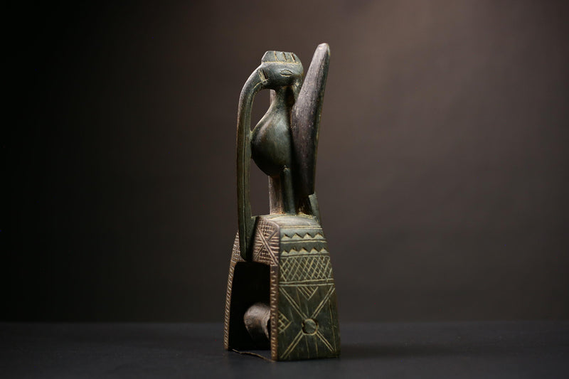 African Senufo Prosperity Bird Wood Statue Tribal Art Handmade Home Decor | Unique Artisan Sculpture | Ethnic Decorative Piece | -G4480