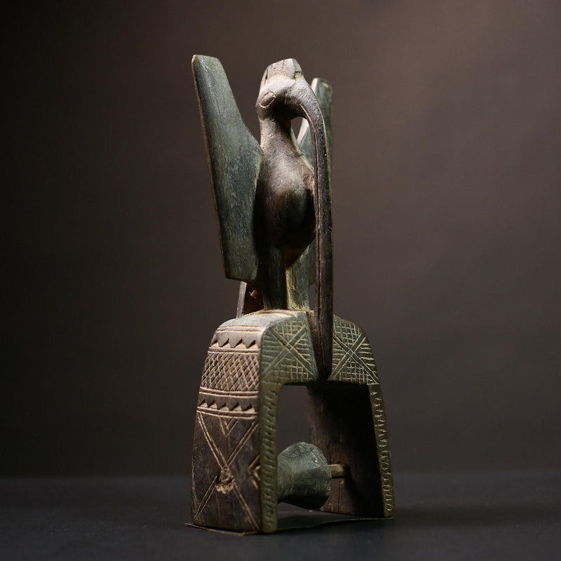 African Senufo Prosperity Bird Wood Statue Tribal Art Handmade Home Decor | Unique Artisan Sculpture | Ethnic Decorative Piece | -G4480