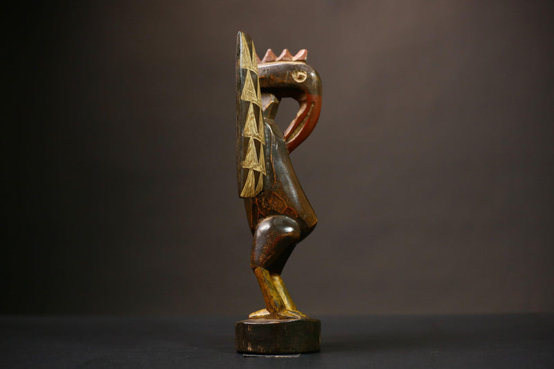 African Senufo Prosperity Bird Statue Wooden Sculpture Home Decor Art | Unique Handcrafted Piece | Ethnic Tribal Artwork | Decorative-G4478