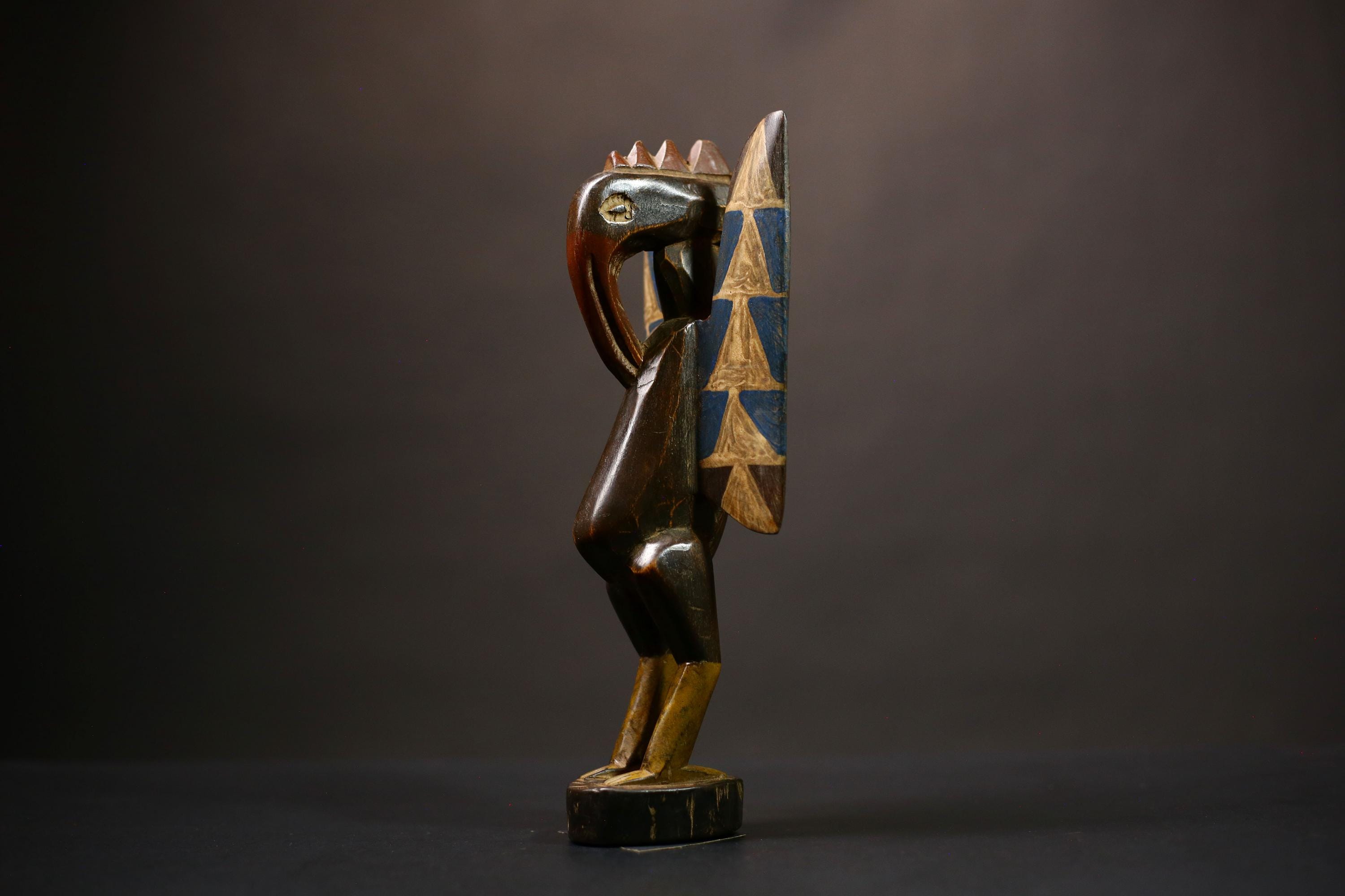 African Handmade Senufo Prosperity Bird Statue Carved Wooden Decor Art | Unique Tribal Sculpture | Ethnic Home Accent | Collectible-G4476