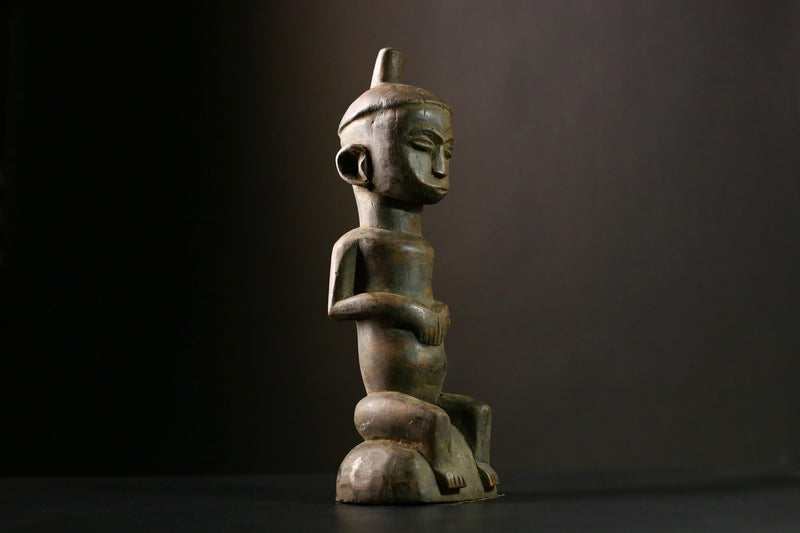 African Authentic Home Décor with Luba Figure Wooden Art Piece for Unique Primitive Hand Carved Sculpture Enthusiast Collection -8083