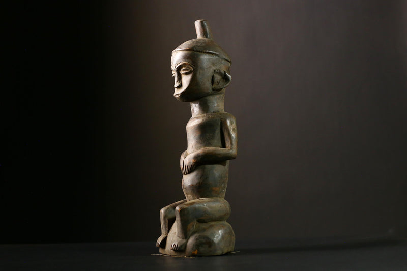 African Authentic Home Décor with Luba Figure Wooden Art Piece for Unique Primitive Hand Carved Sculpture Enthusiast Collection -8083