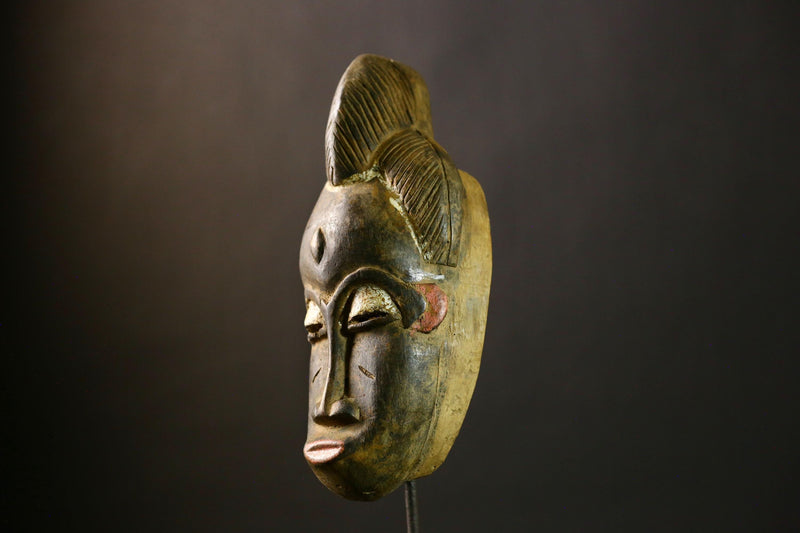 African Authentic Antique Guro Baule Mask Handcrafted Wooden Tribal Face Art for Unique Home Decor and Cultural Wall Display-G1801