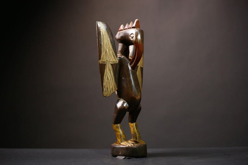 African Senufo Wood Bird Sculpture | Unique Handcrafted Art | Ethnic Decor Piece | Tribal Collector's Item | Artisan Gift Idea-G4496