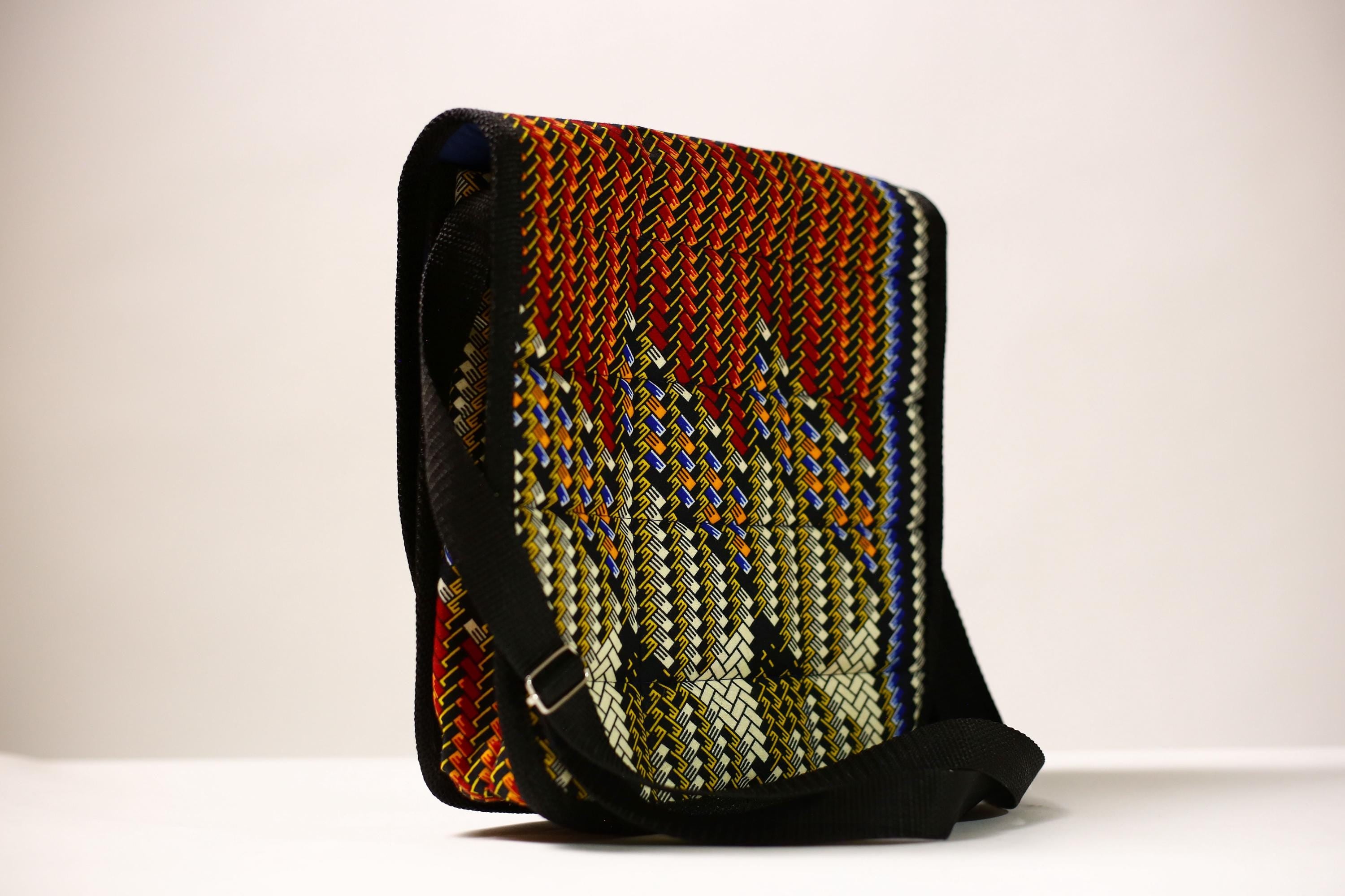 African Kanta Design Backpack | Stylish School College Bag | Unique Travel Daypack | Durable Bookbag for Everyday Use | Trendy Item-G4494