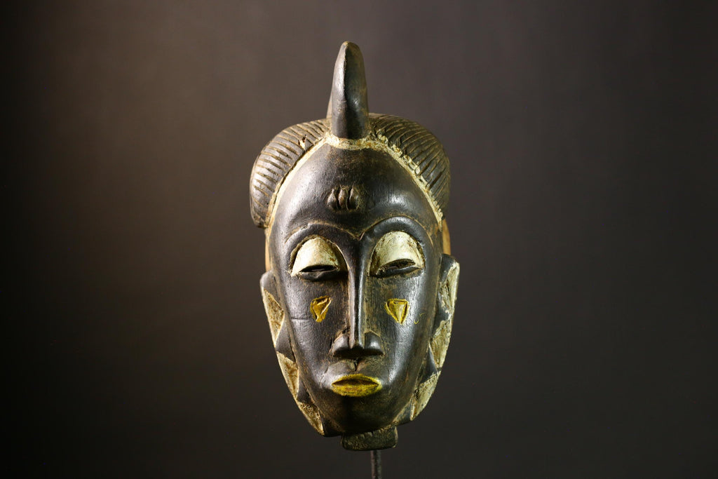 African Mask Guro Wooden Tribal Face Art Unique Wall Decor Handcrafted Ancestral Piece Authentic Collectible Home Gift-G1846