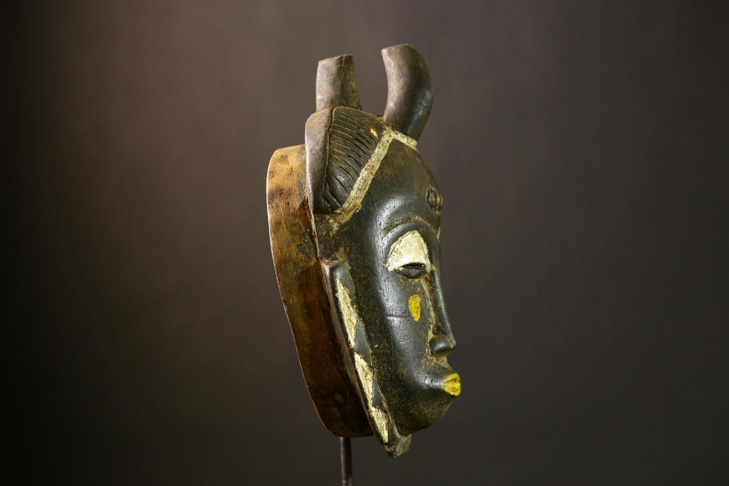 African Mask Guro Wooden Tribal Face Art Unique Wall Decor Handcrafted Ancestral Piece Authentic Collectible Home Gift-G1846