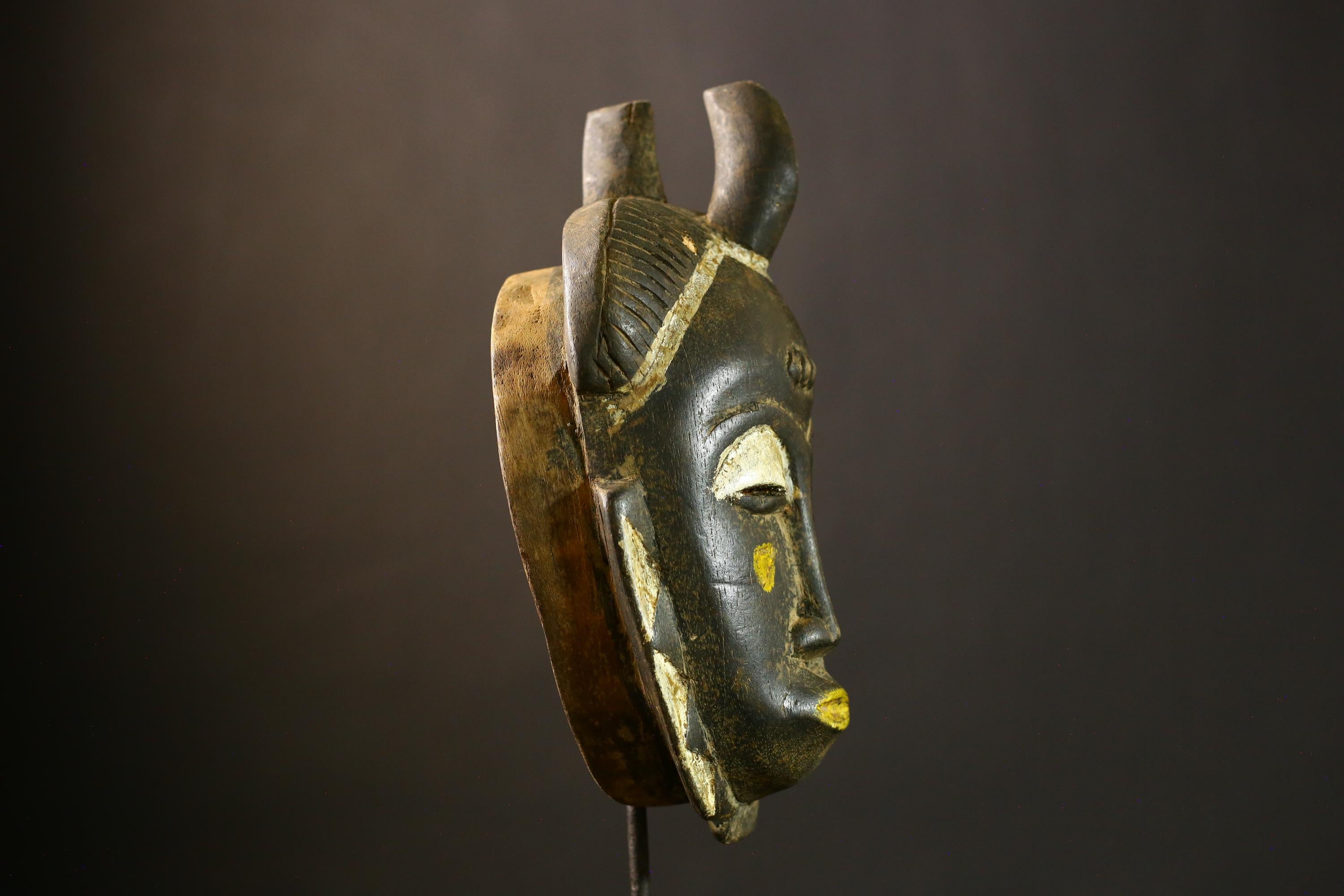 African Mask Guro Wooden Tribal Face Art Unique Wall Decor Handcrafted Ancestral Piece Authentic Collectible Home Gift-G1846